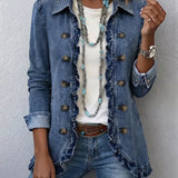 Adrienne | Medium Blue Blazer with Ruched Details