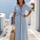 Arenelle | Abito Midi Scollo a V Dettaglio Twist