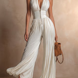 Ariana | Pleated Sleeveless Zip Jumpsuit
