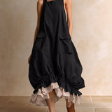 Aurelia | Sleeveless Balloon Midi Dress with Contrast Ruffle Hem