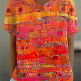 Aurino | Abstract Print Linen Blend Shirt