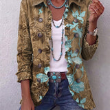 Bianca | Floral Print Button-Front Top with Ruched Details