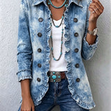 Botanix | Blue Botanical Print Shirt Jacket with Ruched Trim
