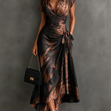 Castrel | Abstract Print Wrap Midi Dress