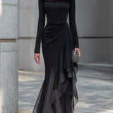 Celeste | Off-Shoulder Draped Chiffon Maxi Dress