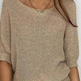 Celina | Bateau Neck Three-Quarter Knit Top