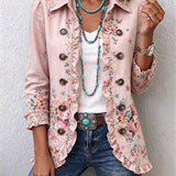 Floresta | Blush Floral Button-Front Top with Ruched Details
