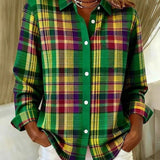 Hartley | Vintage Plaid Button-Front Blouse