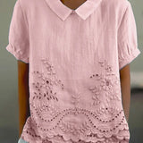 Heliotrope | Embroidered Floral Linen-Cotton Shirt