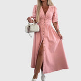 Indigo | Abito Denim Midi Bottoni Legno