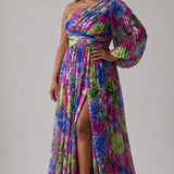 Isolde | Abito Maxi Maniche Lunghe Drappeggiato