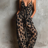 Kestrel | Black Animal Print Wide-Leg Jumpsuit