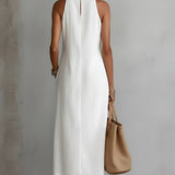 Livia | Abito Midi Lino-Cotone Collo Mandarino