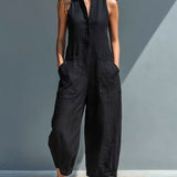 Lucienne | Sleeveless V-Neck Wide-Leg Jumpsuit