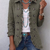 Lysette | Sage Green Floral Embroidered Blouse with Ruched Trim