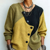 Marcelo | Oversized Color-Block Cardigan with Diagonal Closure