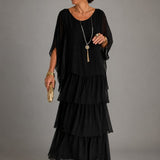 Marena | Abito Maxi Chiffon Fluido Stratificato