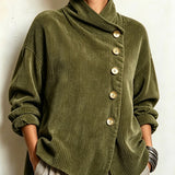 Marin | Olive Velvet Button-Front Top