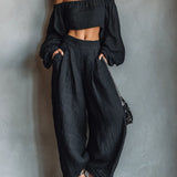Marissa | Black Off-Shoulder Two-Piece Set