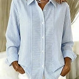 Marlene | Vertical Striped Button-Front Blouse