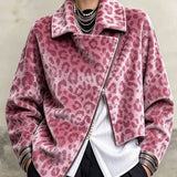 Marlise | Pink Leopard Velvet Zip Jacket