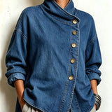Marlot | Oversized Denim Shirt with Diagonal Button Front