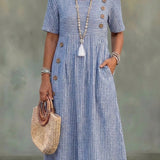 Marlot | Striped Button Midi Dress