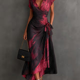 Marlowe | Abstract Print Wrap Midi Dress