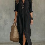 Meridian | Fluent Shirt Maxi Dress with Front Slit