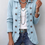 Noveau | Powder Blue Ribbed Top with Ruched Trim