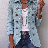 Odette | Sky Blue Paisley Button-Front Shirt
