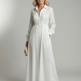 Ophelia | Abito Maxi Maniche Lunghe Bottoni