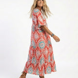 Oriana | Abito Midi Scollo a V Stampa Paisley