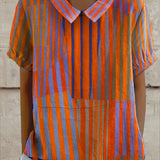 Prisma | Geometric Striped Linen-Cotton Top