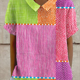 Prisma | Patchwork Colorful Button Top