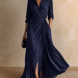 Riviera | Navy Knotted Maxi Shirt Dress