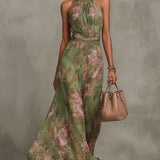 Rosalia | Halter Floral Maxi Dress
