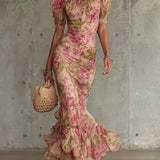 Rosemarie | Abito Maxi Maniche Gonfie Floreale