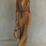 Sedona | Suede-Effect Maxi Dress with Shirt Collar
