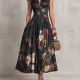 Selene | Abito Midi Satin Plissettato Scollo Keyhole