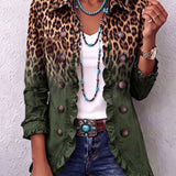 Senna | Leopard Print Blazer with Olive Gradient