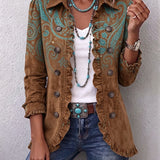 Severina | Paisley Double-Breasted Blazer with Ruched Trim