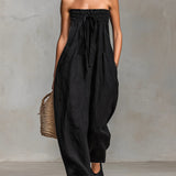 Sienna | Black Bandeau Jumpsuit with Wide Leg