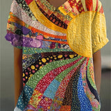 Solara | Patchwork Sunburst Button Top