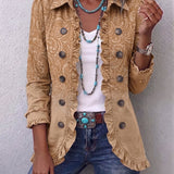 Soraya | Khaki Textured Western Jacket with Ruching
