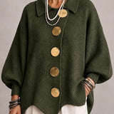Sorrel | Oversized Ribbed Cardigan with Scalloped Hem