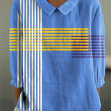 Stela | Patchwork Collar Button-Up Top