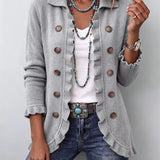 Theodora | Gray Melange Ribbed Jacket with Ruched Trim