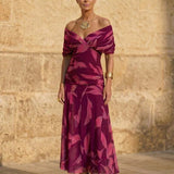 Velia | Abito Maxi Scollo V Chiffon Fluido