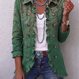 Venezia | Green Paisley Top with Ruched Details